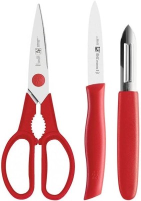 Bộ 3 món dao kéo nạo Zwilling Twin Grip màu đỏ thumb