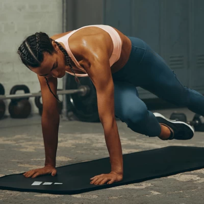 Thảm tập Yoga Adidas màu xám viền đen thumb