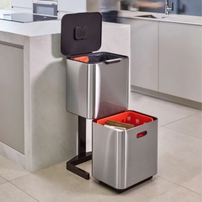 Thùng rác phân loại và khử mùi 3 ngăn Joseph Joseph Totem Max 60L (Ssteel) 30060 thumb