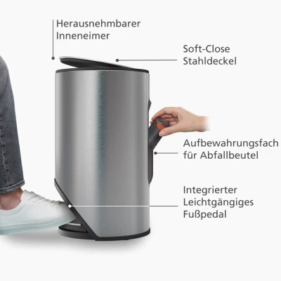 Thùng rác có bàn đạp Joseph Joseph 30152 10L màu inox thumb