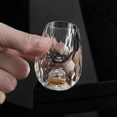 Bộ chén rượu pha lê mắt trâu vàng 24k thumb