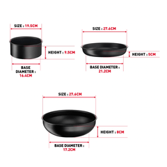 Set 3 chảo chống dính TEFAL 18 + 26 + 26cm Ingenio Unlimited L7819022 cán rời màu đen thumb