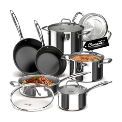 Bộ nồi inox cao cấp Ciwete 7 món có xửng hấp kèm chảo chống dính