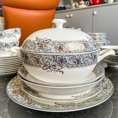 Set bát sứ Imperial 50 món xanh ngọc dây vàng thumb