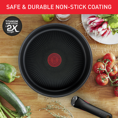 Set 2 chảo chống dính TEFAL 22 + 26cm Ingenio Daily Chef L3989622 cán rời màu đỏ thumb