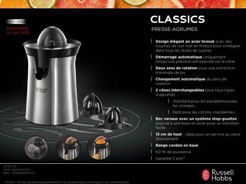 Máy Vắt Cam Russell Hobbs Classics 22760-56 thumb