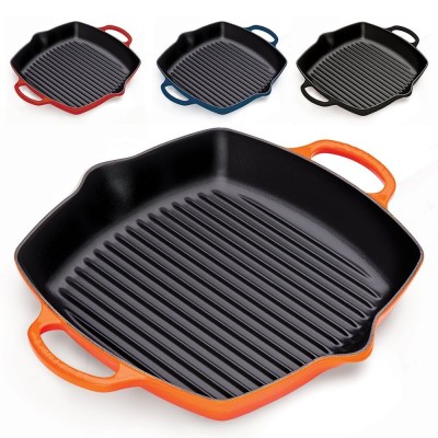 Chảo gang 2 quai cầm LeCreuset Grillpfanne rund, tief 25cm Kirsche (màu đỏ) thumb