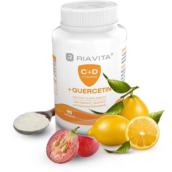 RIAVITA VITAMIN C+D QUERCETIN (Bổ sung vitamin tăng miễn dịch - chống lão hóa) - Hộp 90v