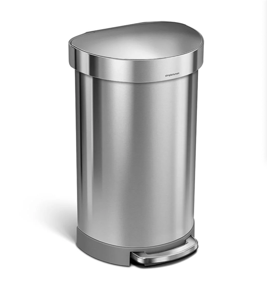 Thùng rác bán nguyệt Simplehuman 45L màu inox