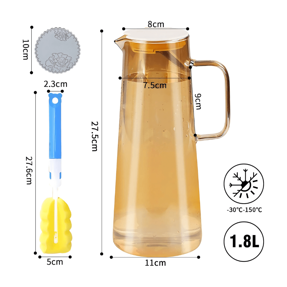 Bình đựng nước thủy tinh Sodasweet Germany 1,8L có tay cầm màu hổ phách