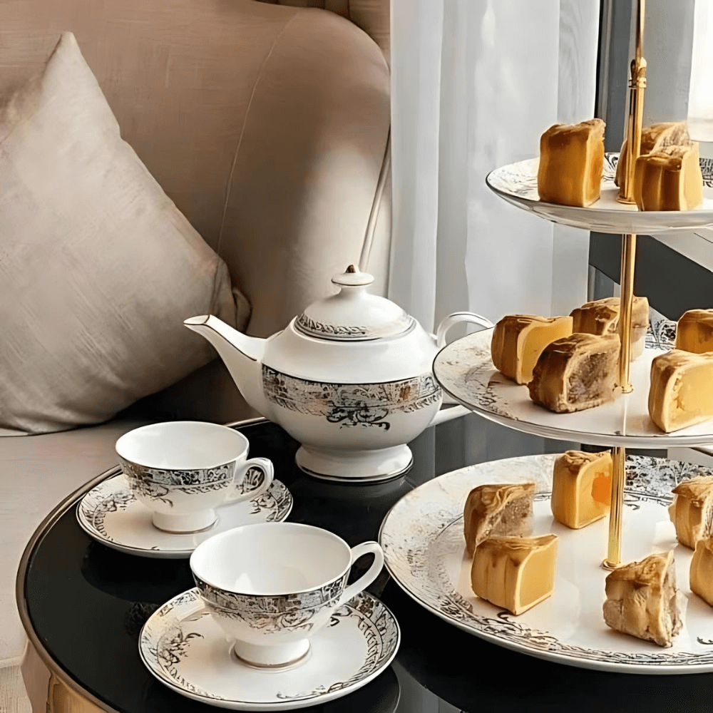Bộ trà sứ xanh ngọc dây vàng size to Imperial London