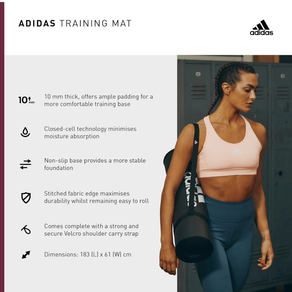 Thảm tập Yoga Adidas màu xám viền đen