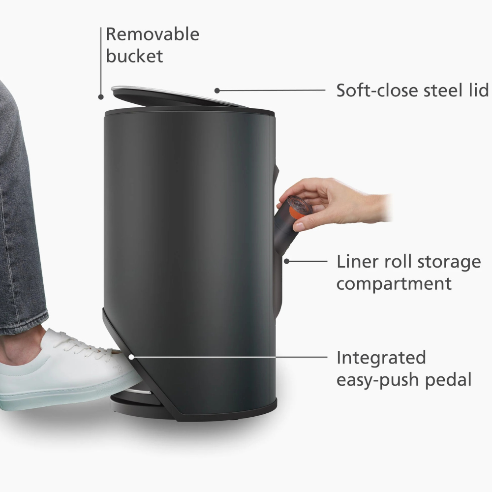 Thùng rác có bàn đạp Joseph Joseph 30151 10L màu đen carbon