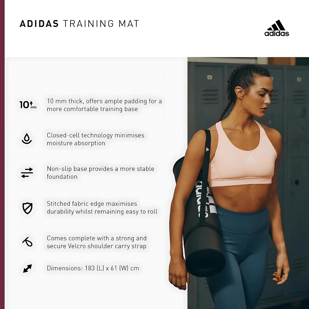 Thảm tập Yoga Adidas màu đen viền xám