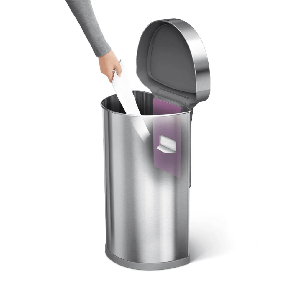 Thùng rác Simplehuman cảm ứng kháng khuẩn 45l inox và set nước hoa, túi rác
