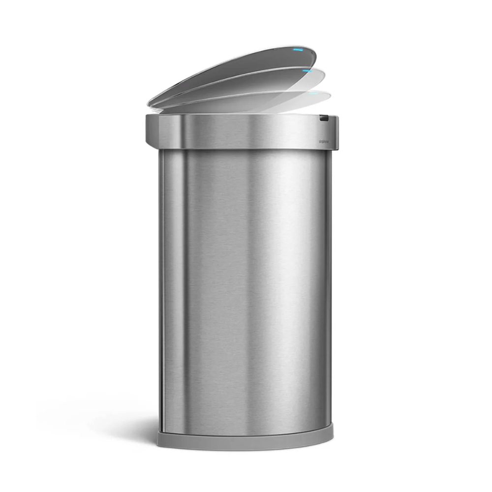 Thùng rác Simplehuman cảm ứng kháng khuẩn 45l inox và set nước hoa, túi rác