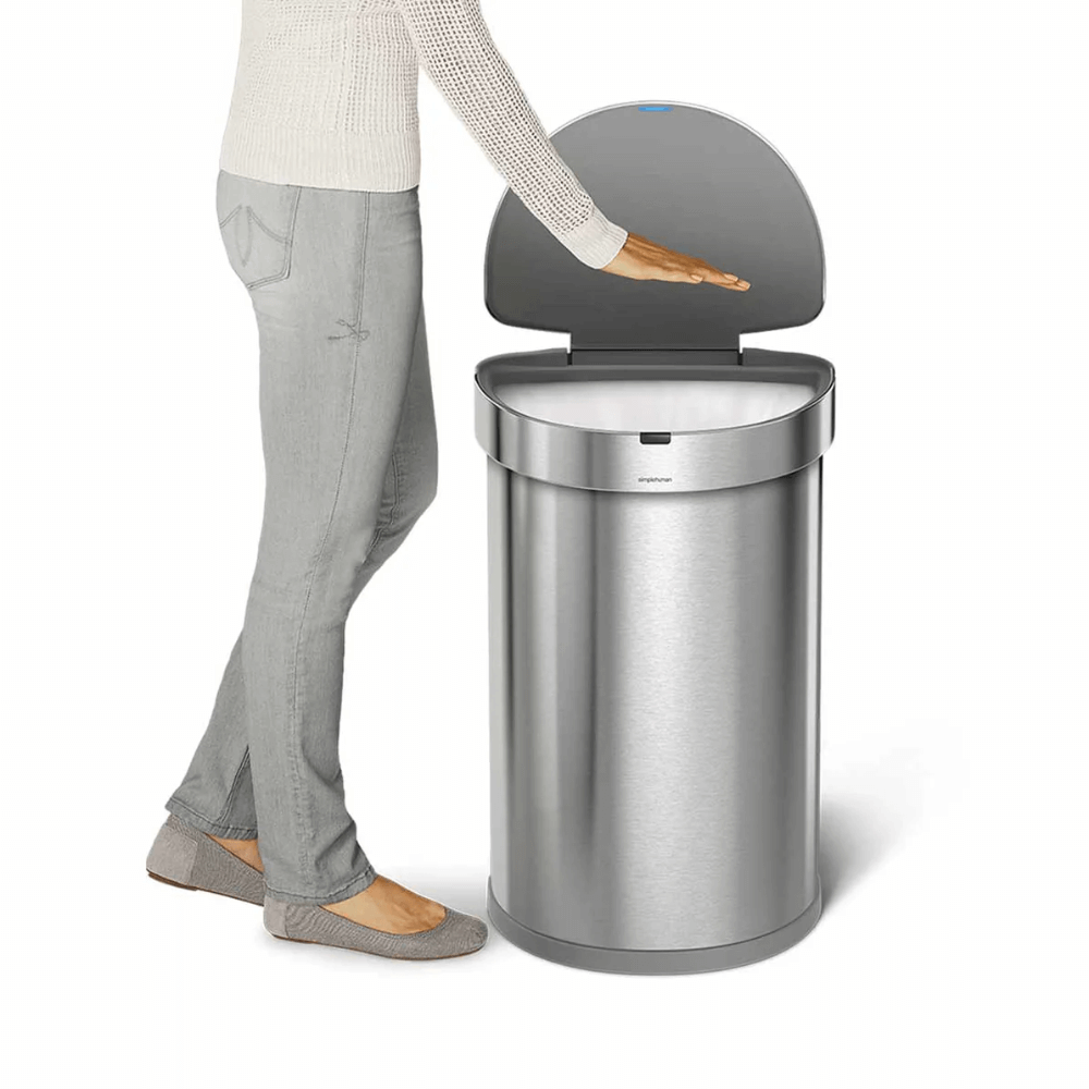 Thùng rác Simplehuman cảm ứng kháng khuẩn 45l inox và set nước hoa, túi rác