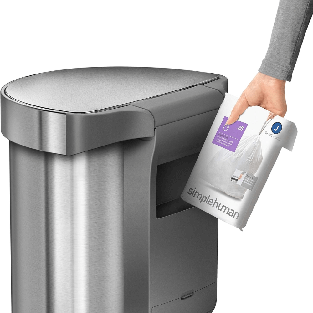 Thùng rác Simplehuman cảm ứng kháng khuẩn 45l inox và set nước hoa, túi rác