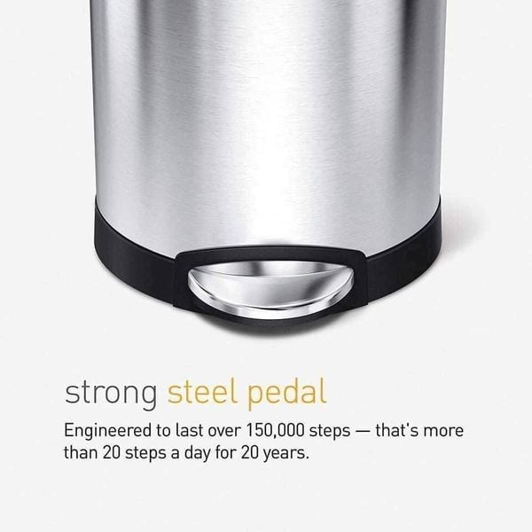 Thùng rác bán nguyệt Simplehuman 6L màu inox