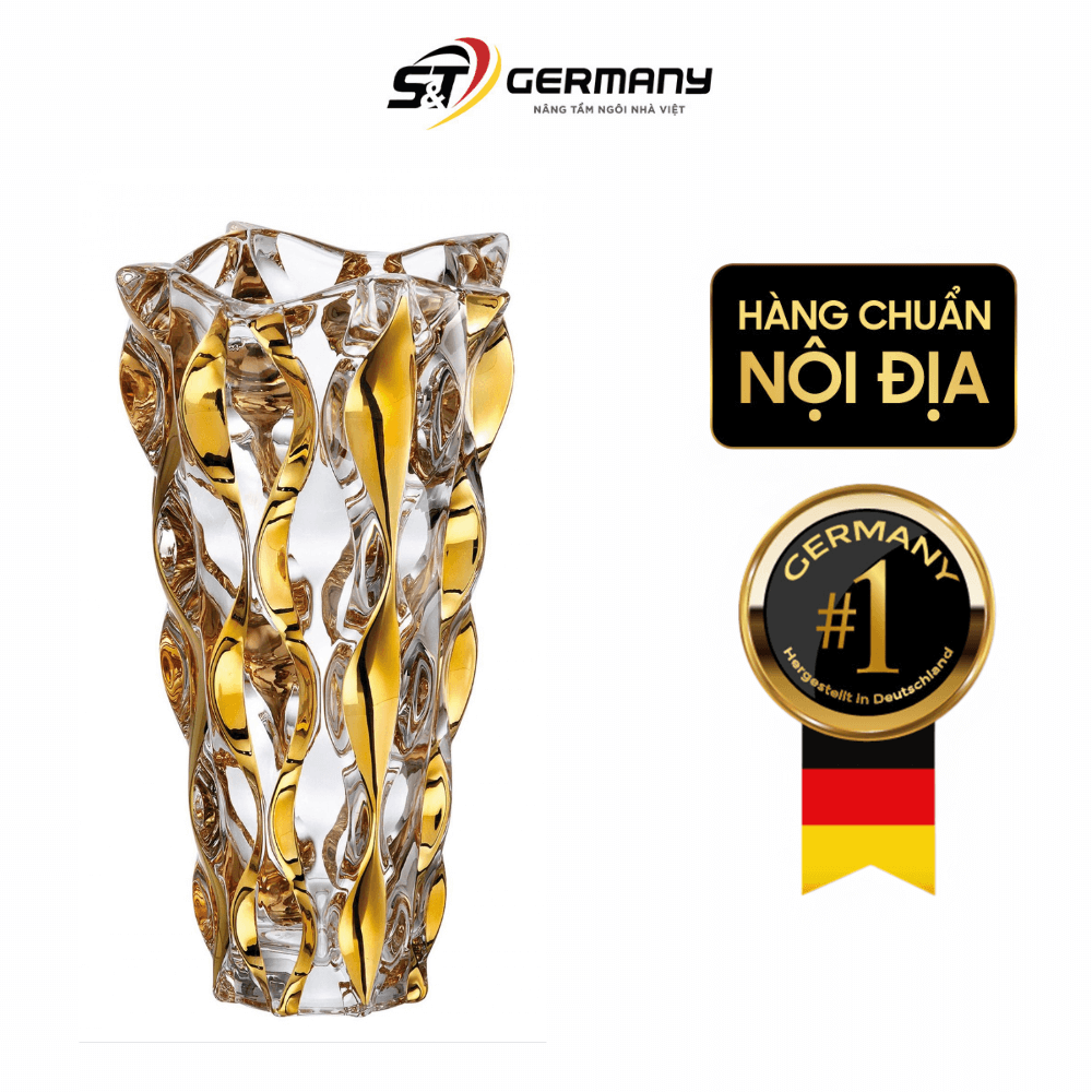 Bình hoa pha lê Bohemia Samba 30.5cm mạ vàng