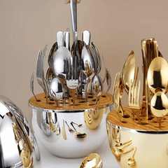 Set dao thìa dĩa quả trứng KELLER Germany 24 món màu bạc