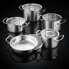 Bộ nồi Fissler Profi 5 món vung kính kèm chảo 2 quai 24cm made in Germany