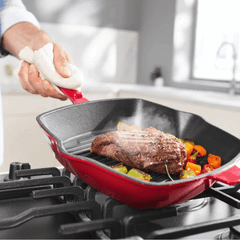 Chảo gang nướng Ernesto 25cm hình vuông màu đỏ