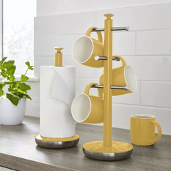 Cây treo cốc và dụng cụ để giấy đứng Swan Retro màu vàng