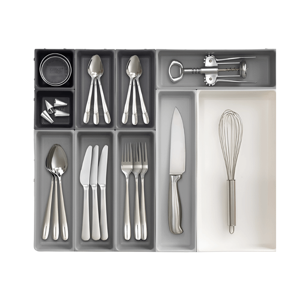 Khay chia ngăn kéo, đựng dao dĩa Joseph Joseph 85200 Blox set 10 màu ghi