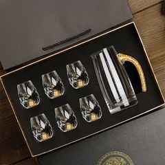 Bộ chén rượu pha lê mắt trâu vàng 24k