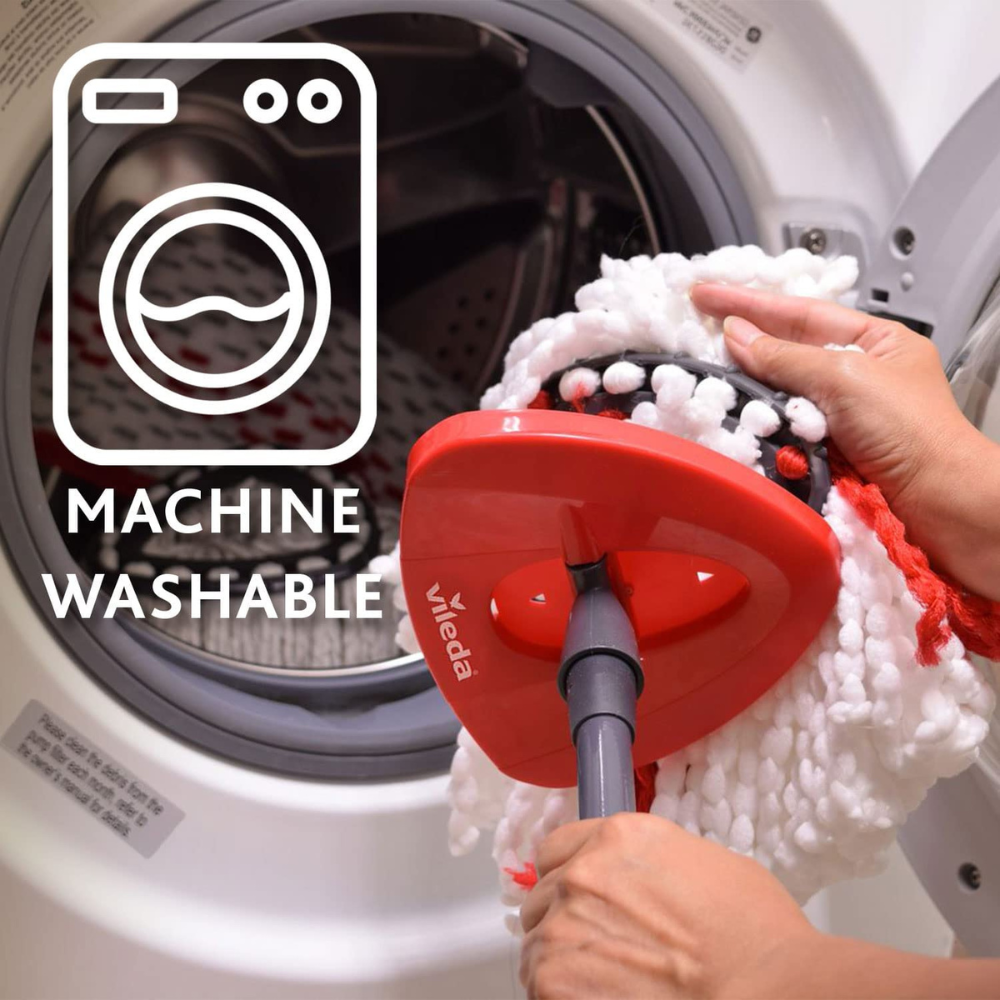 Bộ cây lau nhà đầu tròn Vileda Turbo made in SEC màu đỏ