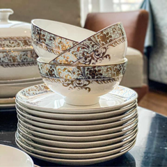 Set bát sứ Imperial 50 món xanh ngọc dây vàng