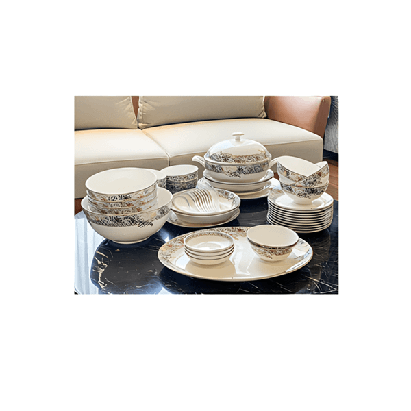 Set bát sứ Imperial 50 món xanh ngọc dây vàng