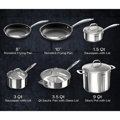 Bộ nồi inox cao cấp Ciwete 6 món