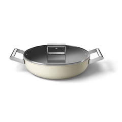 Nồi chảo SMEG CKFD2811CRM 28cm kèm vung kính màu kem