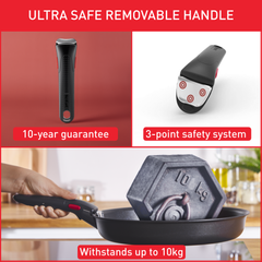 Set 2 chảo chống dính TEFAL 22 + 26cm Ingenio Daily Chef L3989622 cán rời màu đỏ