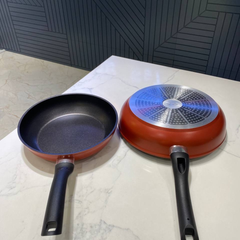 Set 2 chảo chống dính FISSLER Cenit 24 + 28cm màu đỏ made in Italya