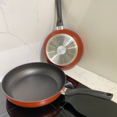 Set 2 chảo chống dính FISSLER Cenit 24 + 28cm màu đỏ made in Italya