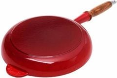 Chảo gang Le Creuset 24cm màu đỏ cán gỗ nội địa Đức