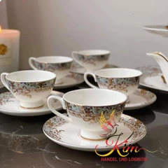 Đĩa 3 tầng bộ trà sứ xanh ngọc dây vàng Imperial London