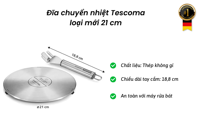 Đĩa chuyển nhiệt Tescoma loại mới 21 cm nội địa Đức