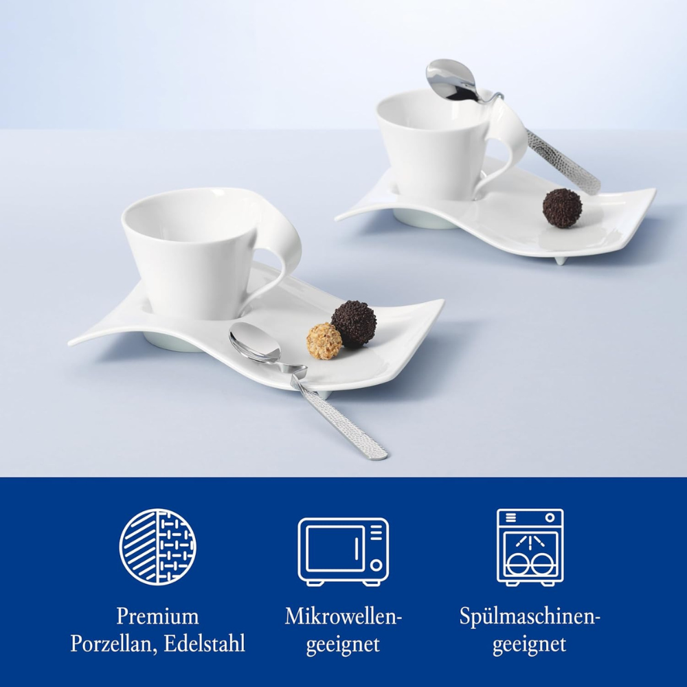 Set uống trà hoặc cafe 6 món Villeroy-Boch gồm 2 cốc, 2 thìa, 2 đĩa có hộp làm quà